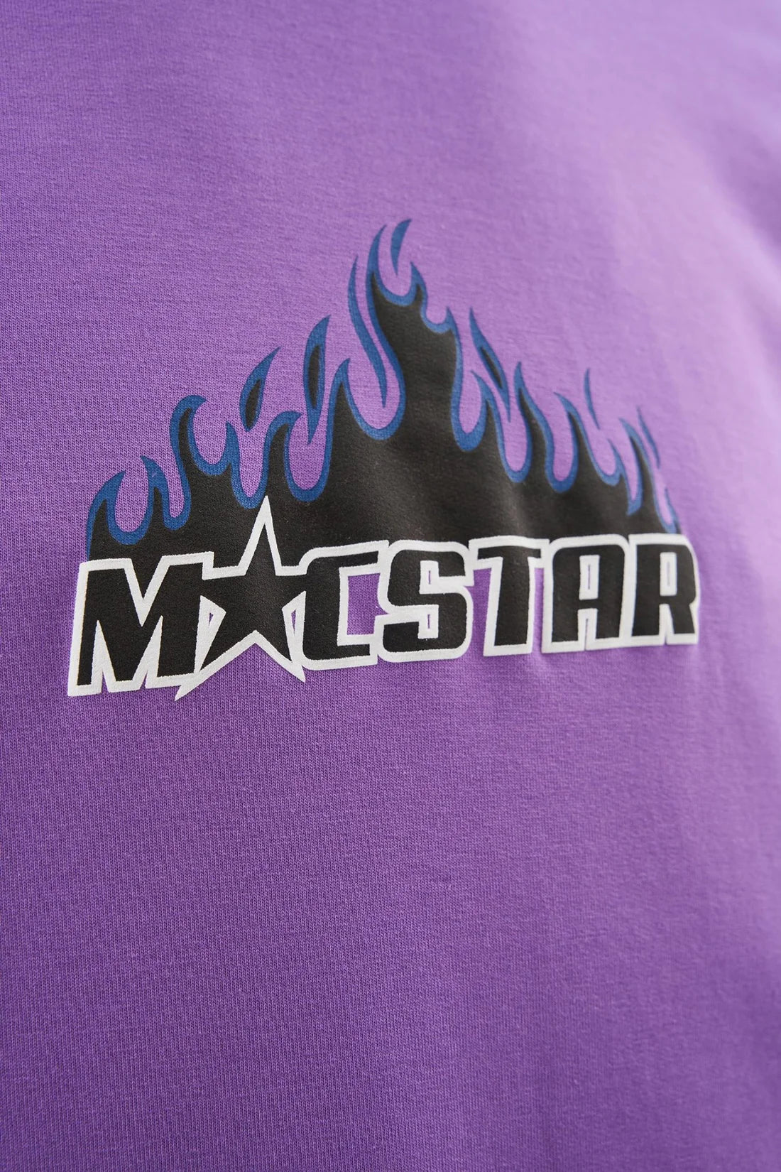 Erkek Macstar Flame Baskılı Oversize Tişört Mor