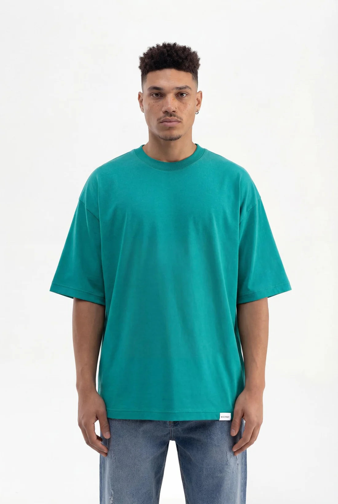 Basic Oversize Pamuklu Süprem T-Shirt Su Yeşili