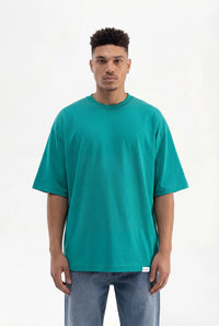Basic Oversize Pamuklu Süprem T-Shirt Su Yeşili