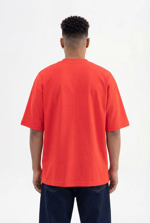 Basic Oversize Pamuklu Süprem T-Shirt Nar