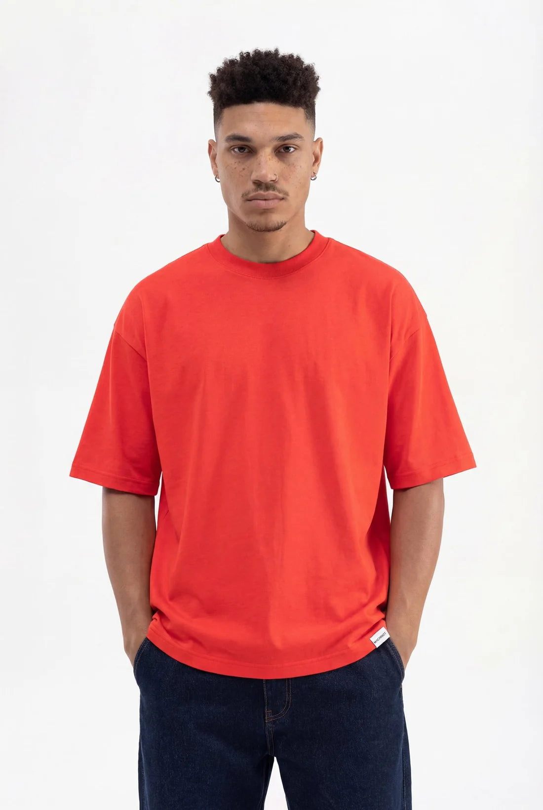 Basic Oversize Pamuklu Süprem T-Shirt Nar
