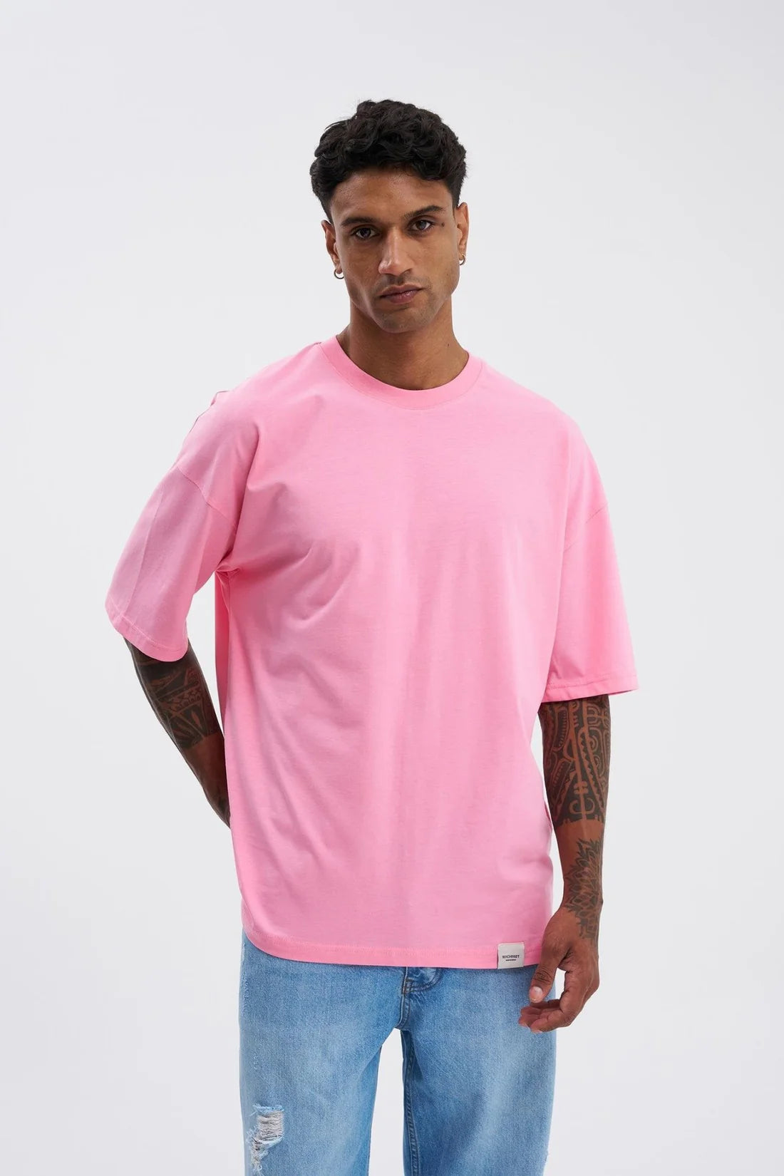 Basic Oversize Pamuklu Süprem T-Shirt Şeker Pembe