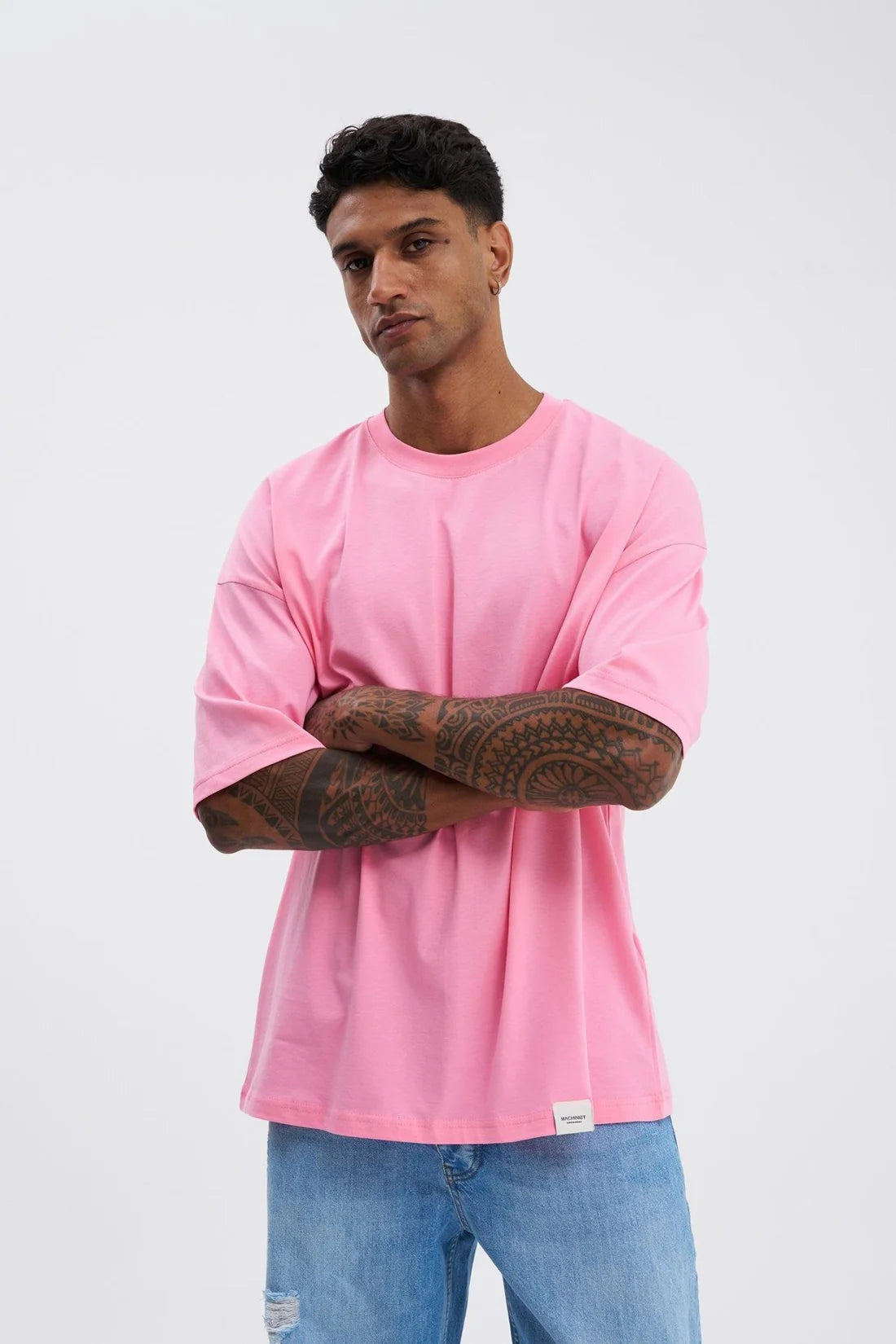 Basic Oversize Pamuklu Süprem T-Shirt Şeker Pembe