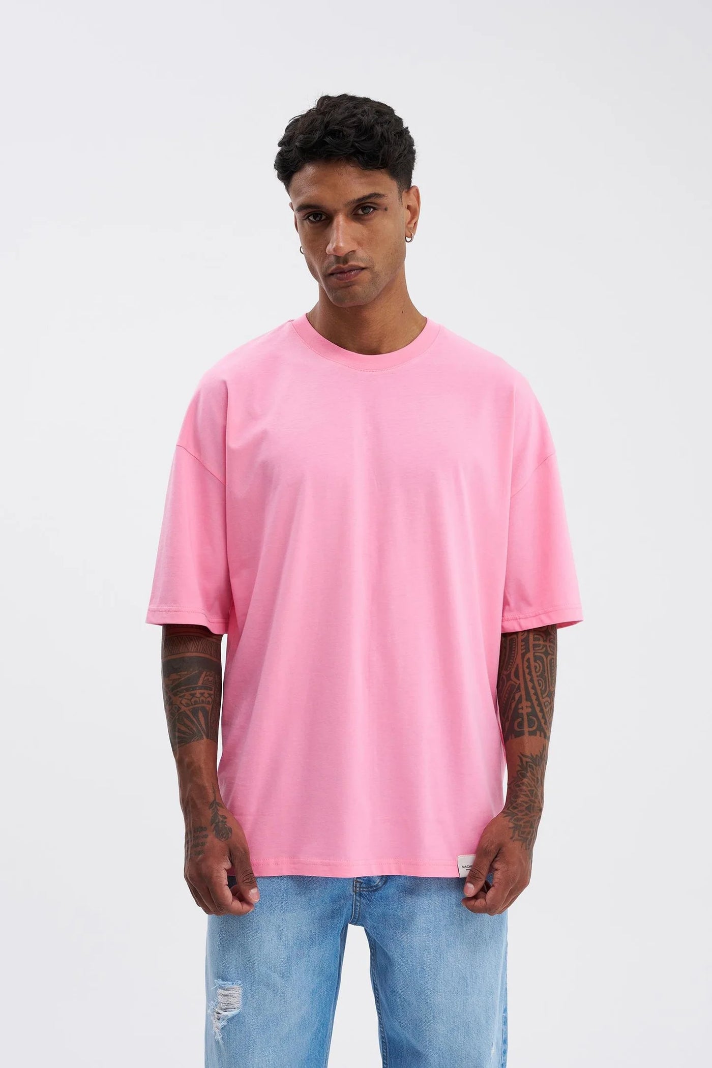Basic Oversize Pamuklu Süprem T-Shirt Şeker Pembe