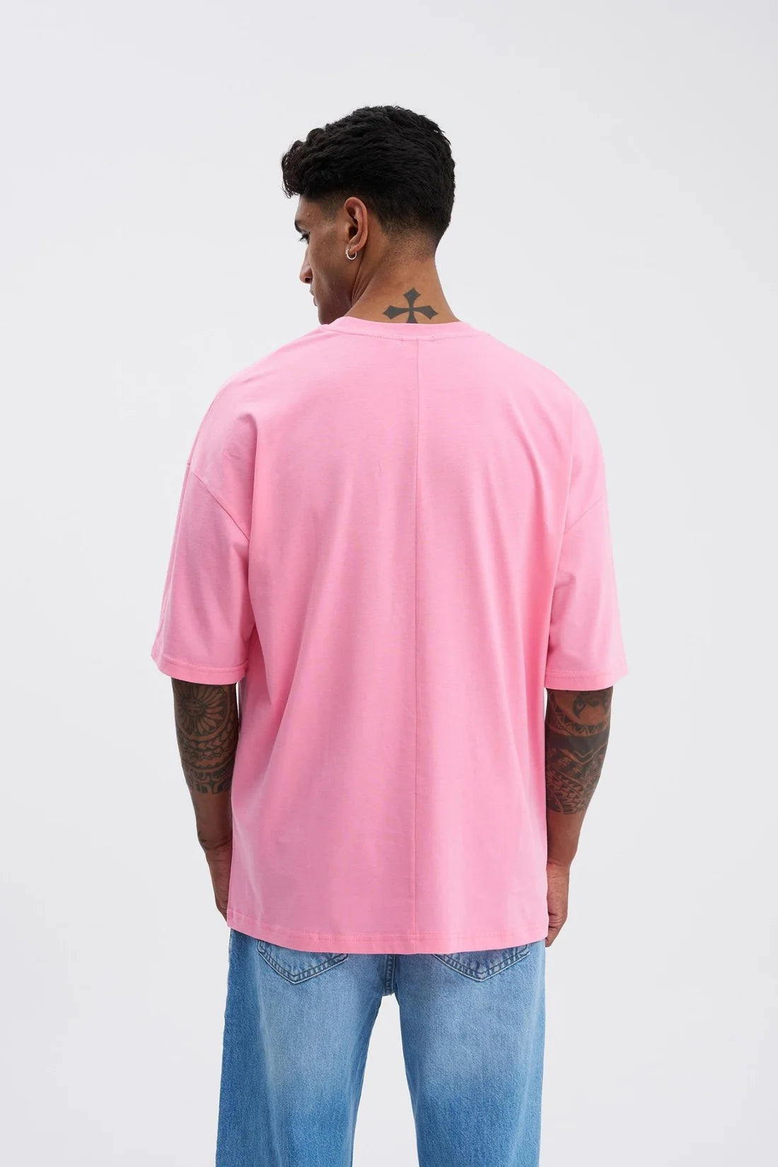 Basic Oversize Pamuklu Süprem T-Shirt Şeker Pembe