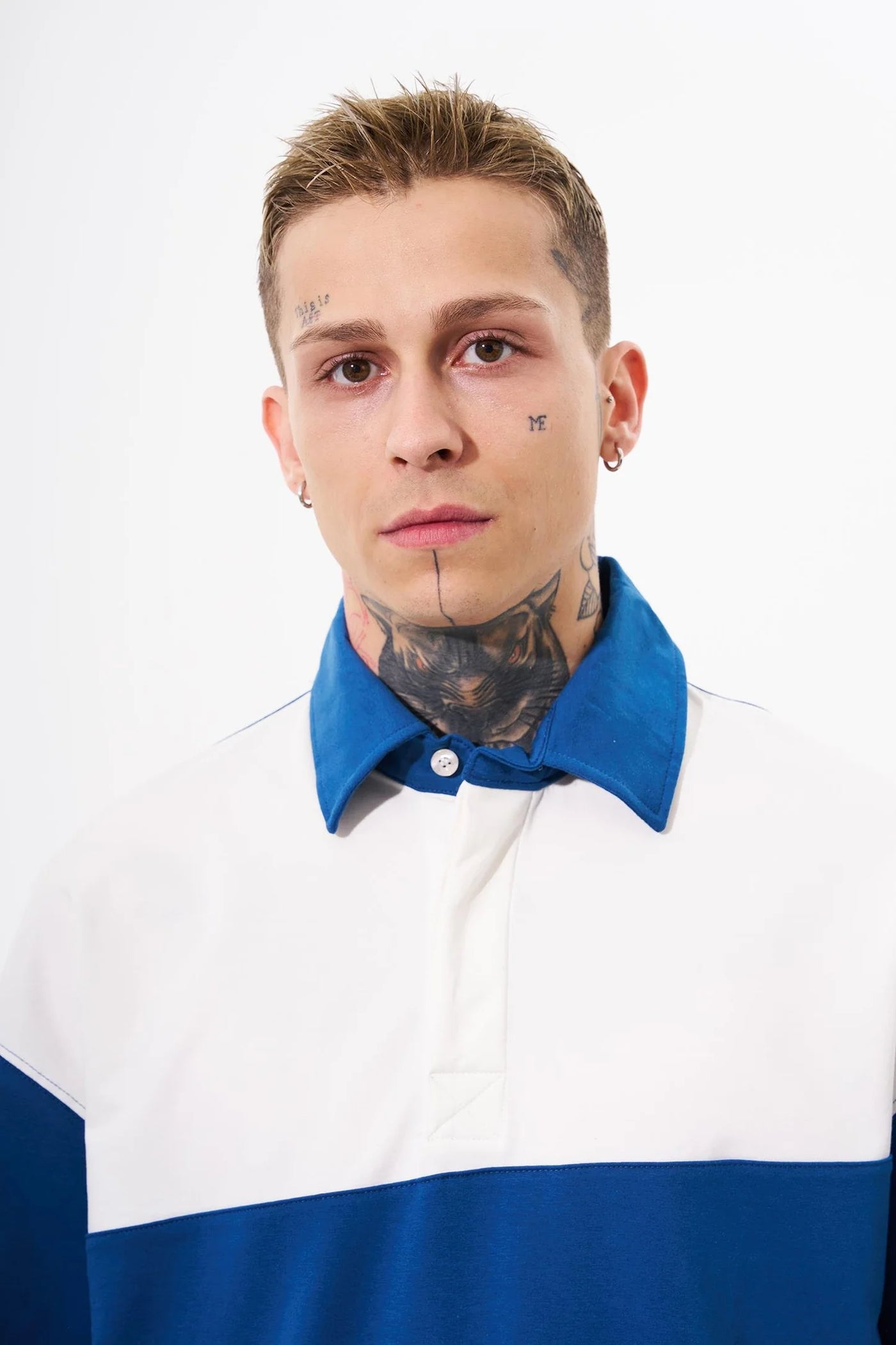 Erkek Be Yourself Polo Yaka Oversize Tişört Indigo